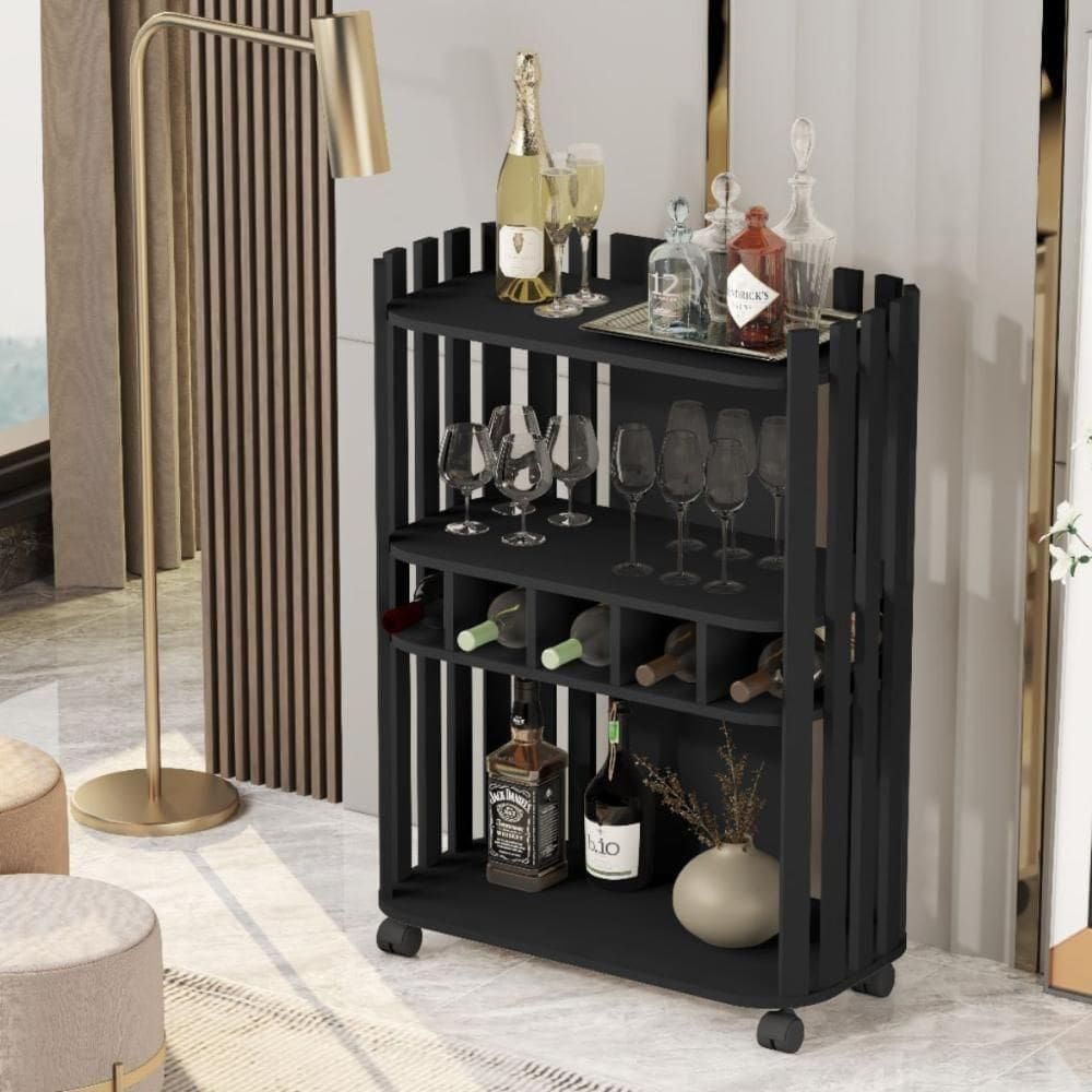 Aparador Ripado Com Adega Berlim Preto