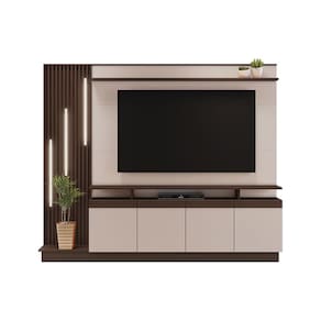 Estante Home para TV até 65 Polegadas Absoluto JCM Móveis Café Soft/Off