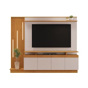 Estante Home para TV até 65 Polegadas Absoluto JCM Móveis Cinamomo/Off