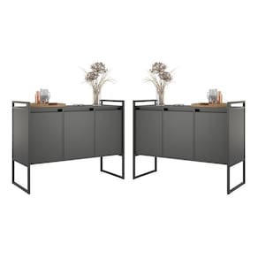 Buffet Industrial 3 Portas Preto Conjunto 2 Unidades