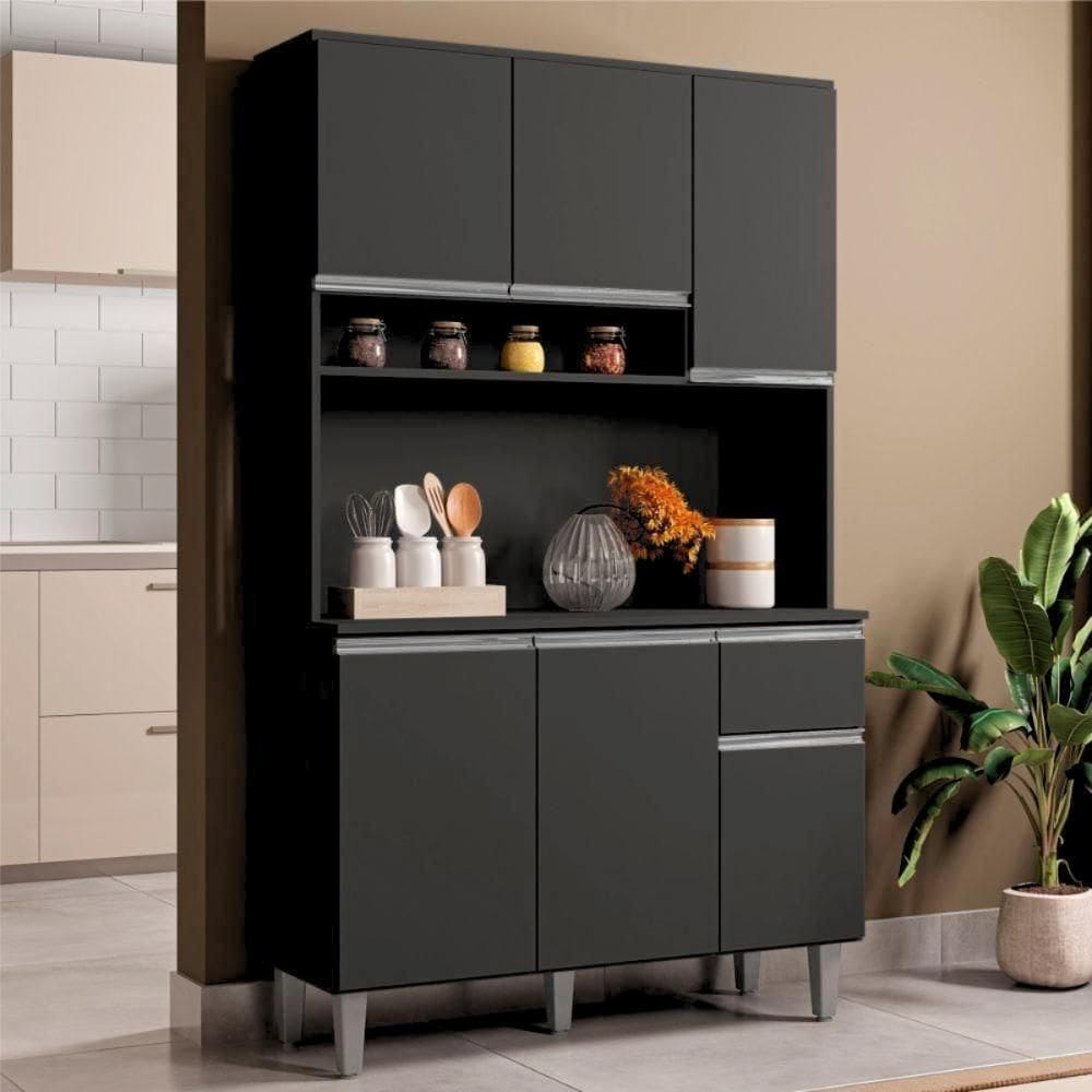 Armário Cozinha Millan Preto 6 Portas