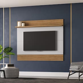 Conjunto Painel E Rack Bolonha Cinamomo Off White