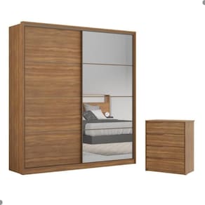 Conjunto Quarto Guarda Roupa Com Espelho E Comoda Napolis Amendola