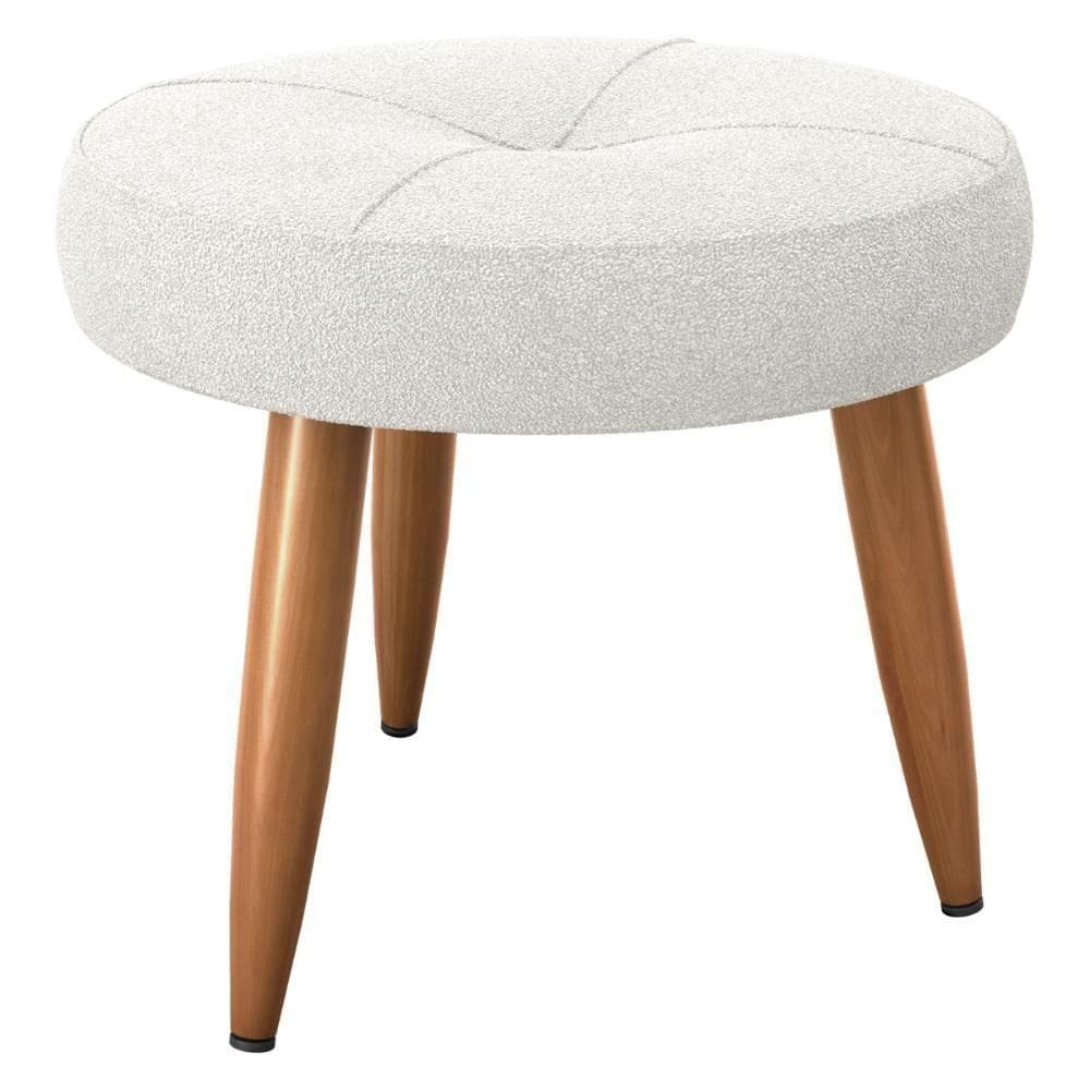 Puff Redondo Para Sala Miami Boucle Azul