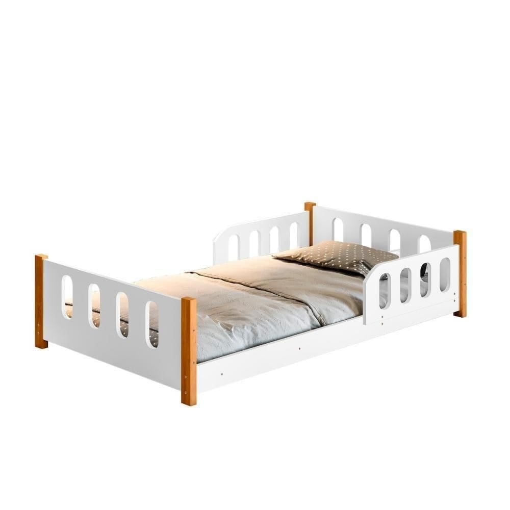 Mini Cama Infantil Com Grade Mimo Branca