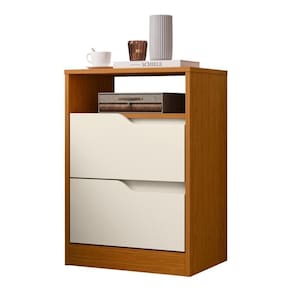 Mesa De Cabeceira 2 Gavetas Cantu Cinamomo Off White
