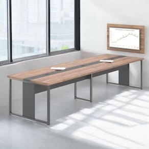 Mesa De Reunião Com Painel De 40 Houston Noce Preto