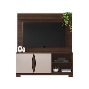 Estante Home para TV até 56 Polegadas União JCM Móveis Café Soft/Off