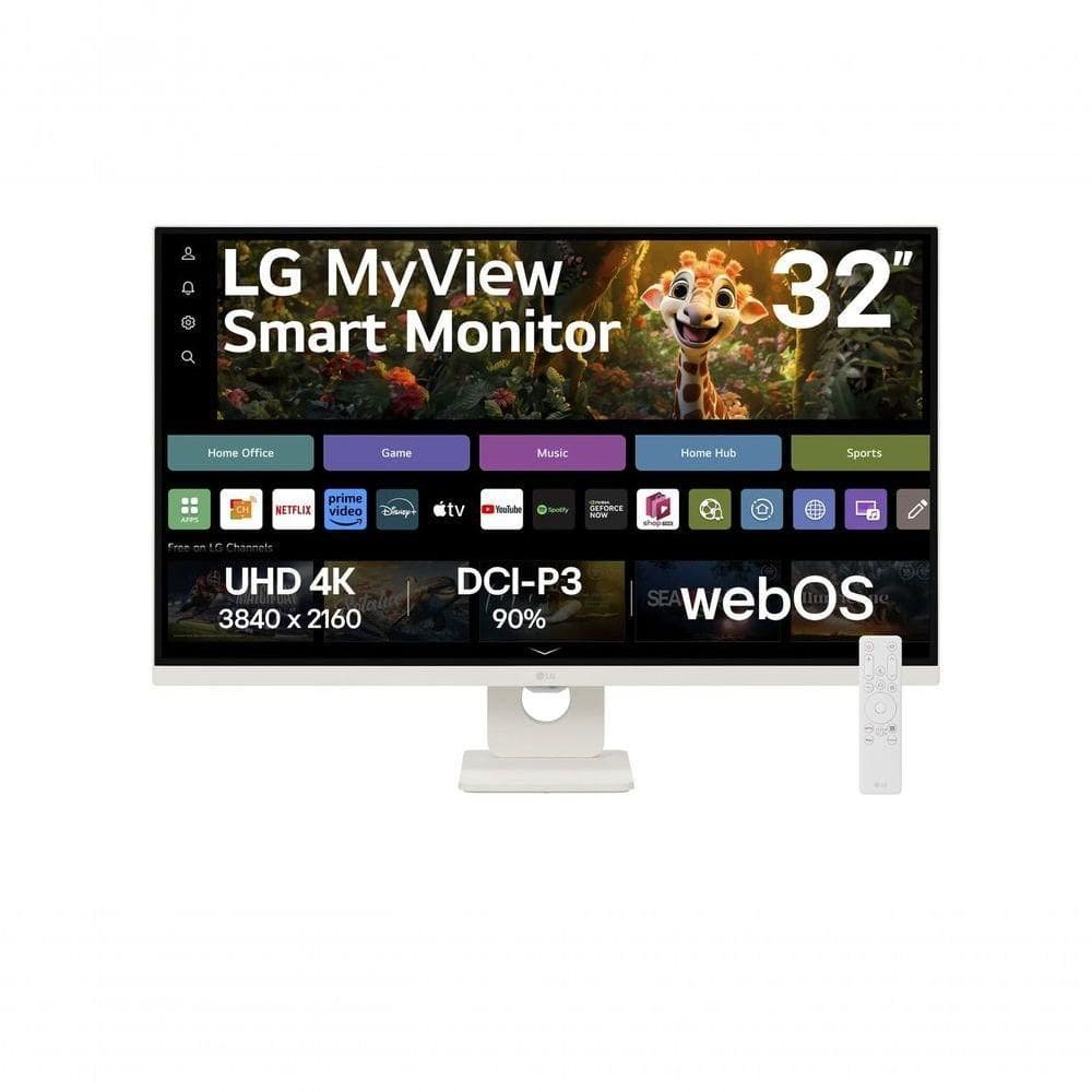 Monitor LG Myview Smart 32SR73U-W Tela UHD 4K 32” WebOs ThinQ Home Air Play Screen Share Bluetooth