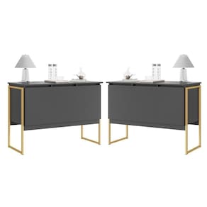 Conjunto De Buffets Industriais Milão Preto Dourado