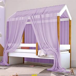 Cama Montessoriana Exclusiv Solteiro Com Voal Lilás