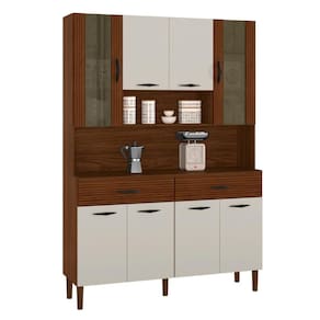 Armário De Cozinha Com 2 Gavetas Pisa Off White Nogueira