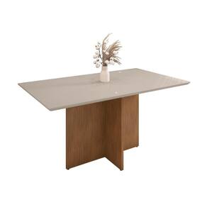 Mesa Para Sala De Jantar Brittany Off White Cedro Tampo Em Vidro