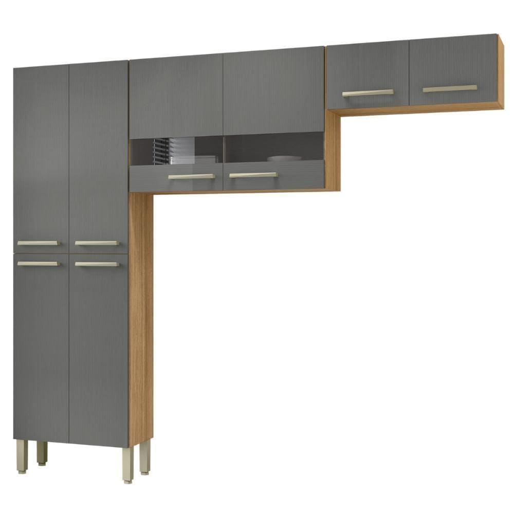 Kit De Cozinha 8 Portas Lile Freijó Gris