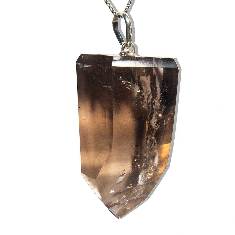 Pingente Pontinha Pedra Quartzo Fumê 40mm Montagem Prata 950