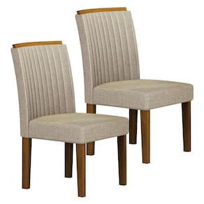 Cadeira para Mesa de Jantar Jade MDF Kit 2 Peças Freijó Linho Palha - Leifer Móveis