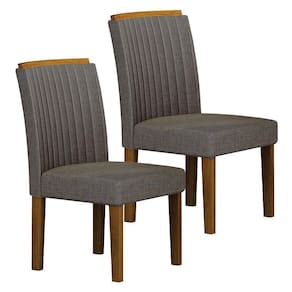 Cadeira para Mesa de Jantar Jade MDF Kit 2 Peças Freijó Linho Chumbo - Leifer Móveis
