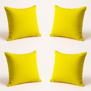 Kit 4 Almofadas Decorativa 42cm Em Suede Fofinha Lisa Sofá Amarelo
