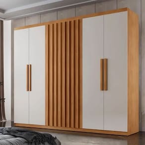 Guarda Roupa Casal Ripado 6 Portas 100% Mdf Cairo - Naturale off white