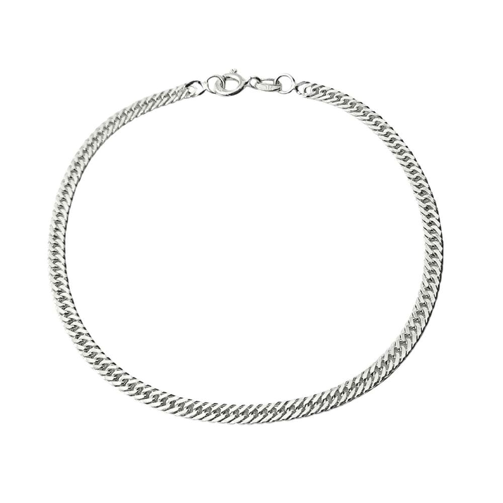 Pulseira Em Prata 925 Maciça Grumet Dupla 20CM - 3MM