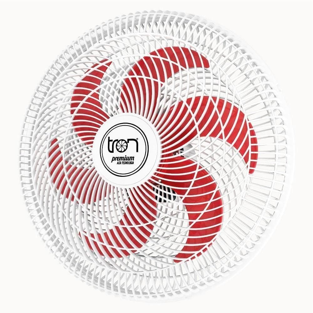 Ventilador Parede Lorena Branco Oscilante 110V Pás Vermelho
