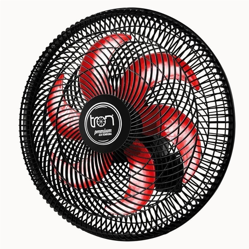 Ventilador Parede Lorena Preto Oscilante 110V Pás Vermelho