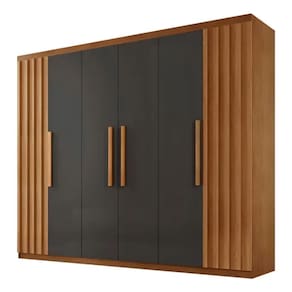 Guarda Roupa Casal Roma Mdf 6 Portas E 2 Gavetas Moderna - Naturalle Grafite