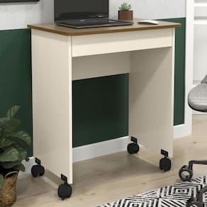Mesa De Com Rodízios Davis Off White Freijó