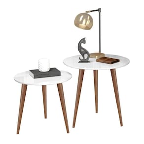 Conjunto De Mesas De Apoio E Lateral Teles Branco