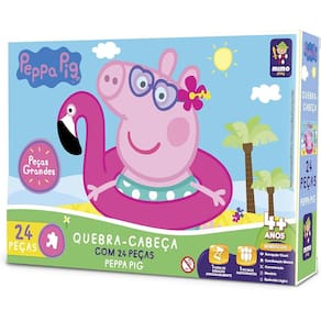 Quebra Cabeça Peppa Pig 24 Peças Gigante Praia Mimo - 2105