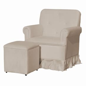 Poltrona Balanço De Amamentação Quarto Com Puff Giulia Suede Suede Cappuccino