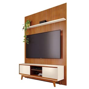 Combo Painel De 60 Polegadas + Rack Milo - 7 Decor Cinamomo E Off White