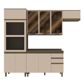 Cozinha Modulada Connect 4 Peças Com Torre Quente 2 Fornos Duna/cristal - Móveis Henn Duna/cristal