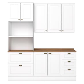 Cozinha Modulada Americana 3 Peças Com Torre Quente 2 Fornos Branco/nature - Móveis Henn Branco/nature