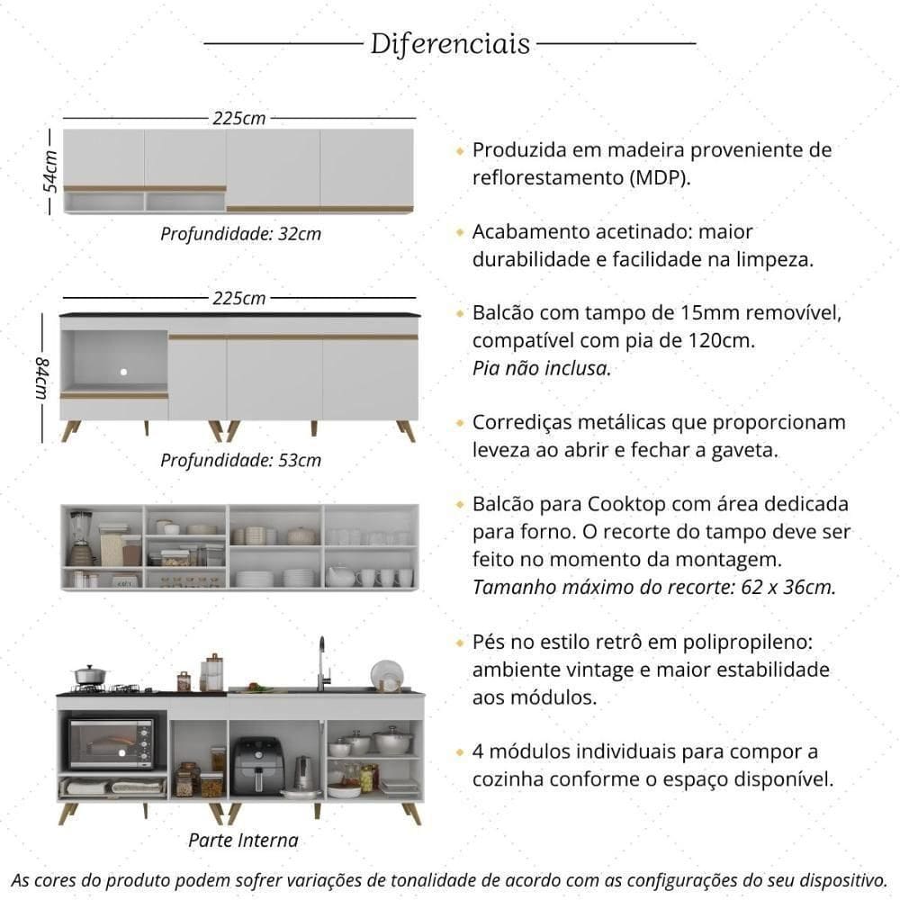 Armário De Cozinha Modulada Compacta 4 Pçs Com Balcão | Casas Bahia