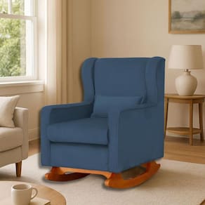 Poltrona Amamentar Descanso E Leitura De Balanço ágata Suede Suede Azul Royal