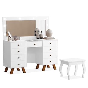 Penteadeira Camarim Mila Branco Com Banqueta - Móveis Luapa Branco