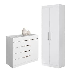 Cômoda Sapateira Sevilha 2004147 E Armário Multiuso 2000191 Branco Brilho - Aramóveis