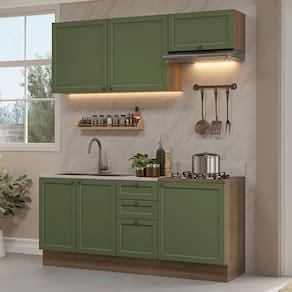 Armário De Cozinha Compacta 180 Cm Rustic/verde Vik Madesa 01 Rustic/verde