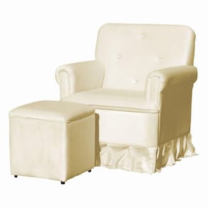 Poltrona Balanço De Amamentação Quarto Com Puff Giulia Suede Suede Bege Claro