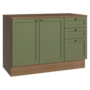 Balcão De Cozinha 120 Cm 2 Portas 3 Gavetas Rustic/verde Vik Madesa Rustic/verde