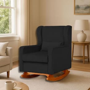 Poltrona Amamentar Descanso E Leitura De Balanço ágata Suede Suede Preto