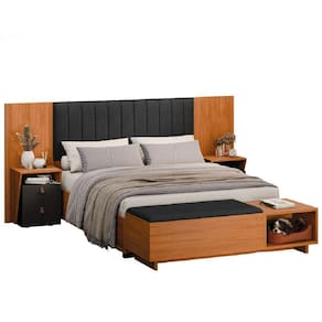 Conjunto De Cabeceira Extensível Com Mesa Veludo Malaga