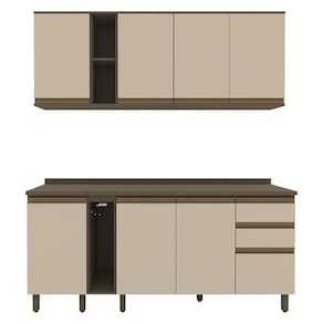 Cozinha Modulada Connect 6 Peças Com Porta Toalha Duna/cristal - Móveis Henn Duna/cristal