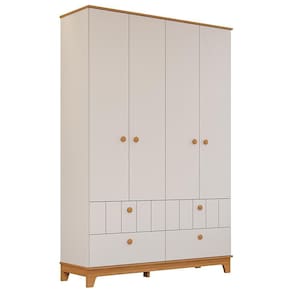 Guarda Roupa Infantil Biscoito 4 Portas E 4 Gavetas Off White-nature Permóbili Baby Off White-nature