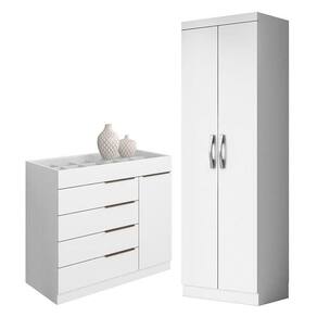 Cômoda Sapateira Sevilha 2004147 E Armário Multiuso New 2000192 Branco - Aramóveis