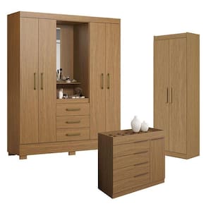 Guarda Roupa Solteiro Paris 2045150 Com Armário Multiuso 2000191 E Cômoda Sevilha Atacama - Aramóveis