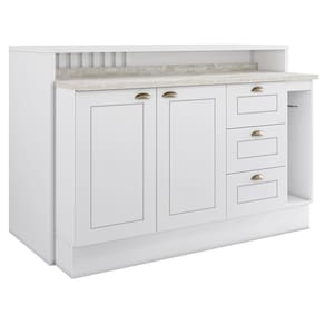 Kit Ilha Gourmet Com Balcão 120cm E Porta Toalha Americana Branco Móveis Henn Branco
