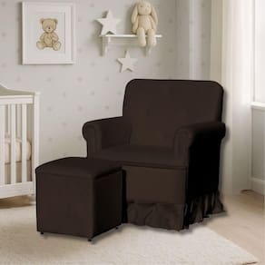 Poltrona De Amamentação Mamãe Catarina Balanço E Puff Suede Suede Marrom