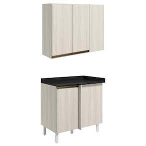 Armario E Balcao Canto Reto 89cm Mdf Kali Nicioli Bianco Toq